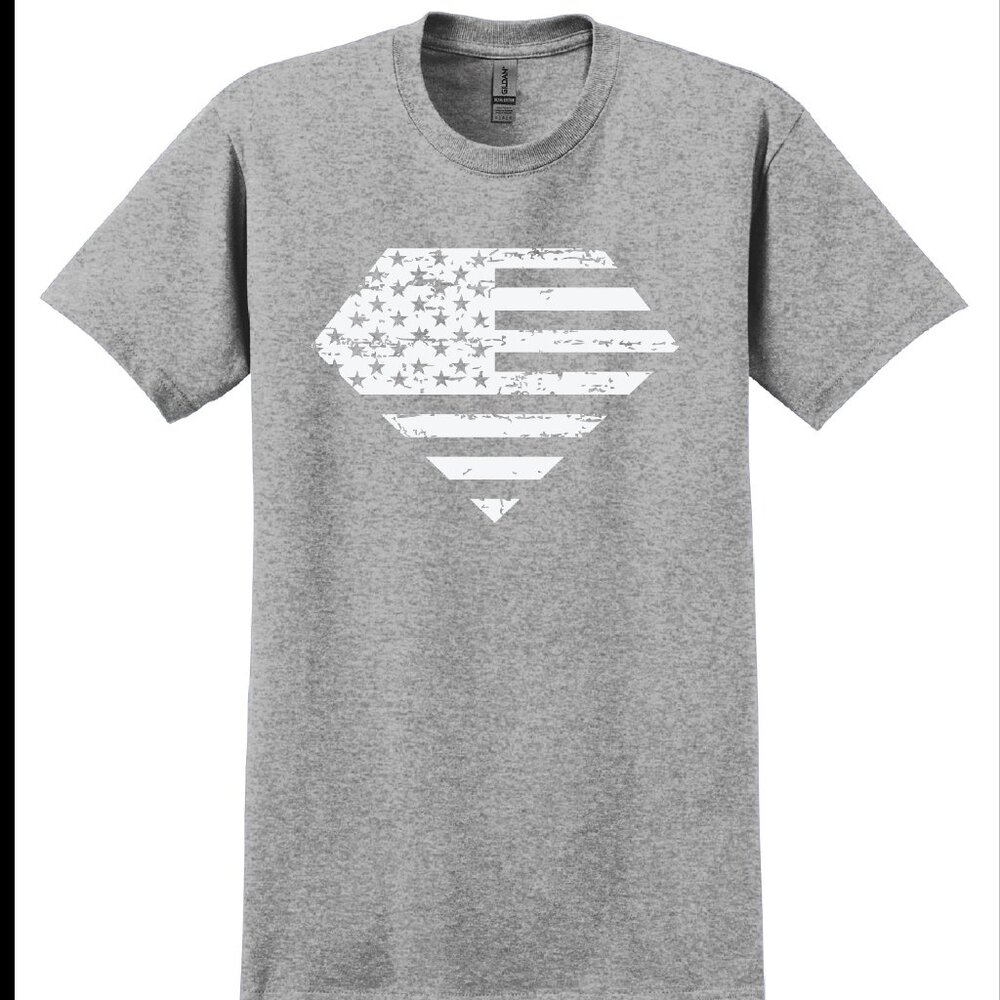 Distressed Superman American Flag Shirt